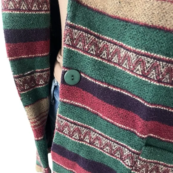 Vintage Southwestern stripe cotton blend blazer single breasted M - Picture 8 of 14